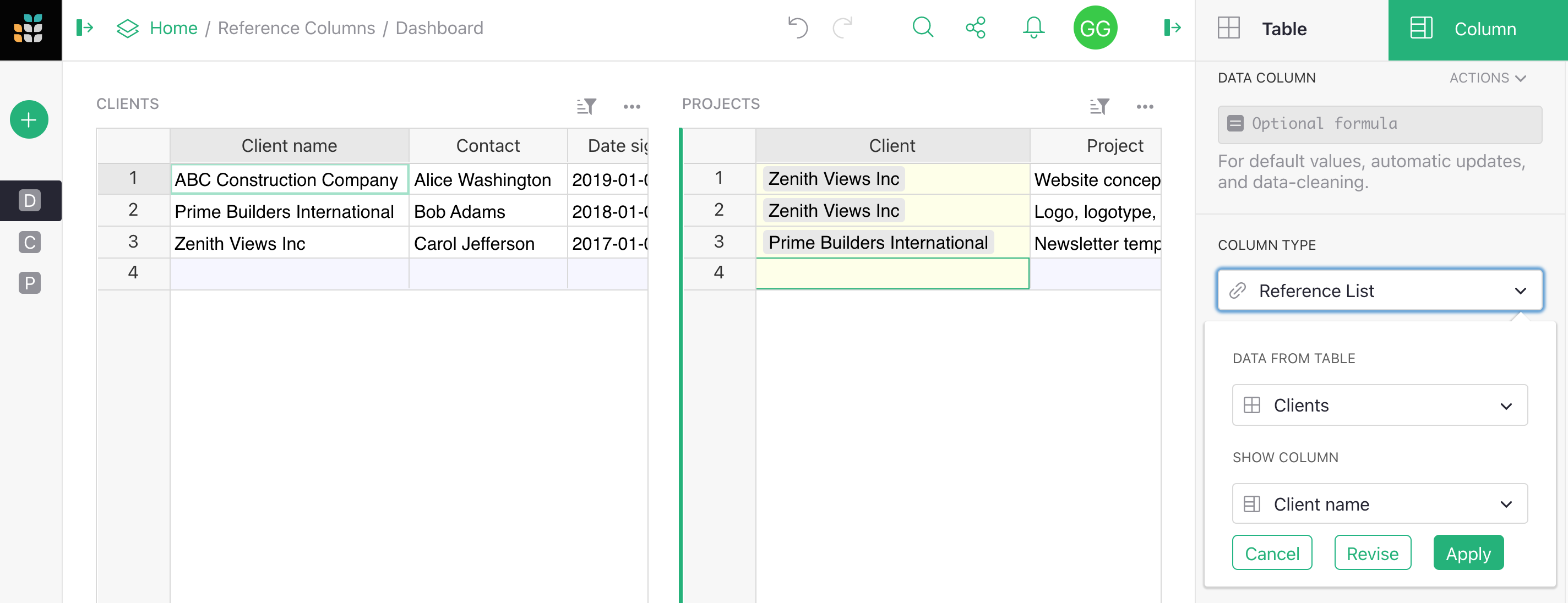 Reference List set-up